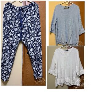Lands' End Navy Floral Women's Joggers set 3 piece